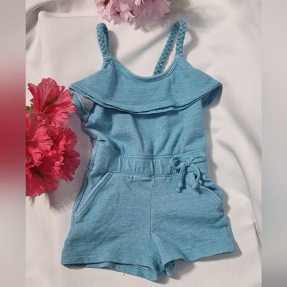 Shampoo Girls Blue Ruffle Sleeveless Romper Size 4 GUC - Picture 1 of 5